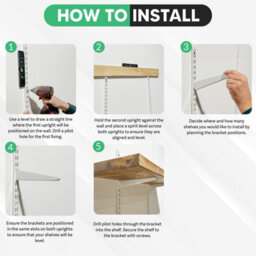 Mkgt 1980mm Twin Slot Uprights - White Genuine 32mm Adjustable Wall Shelving System (Pack Of 4) - thumbnail 4