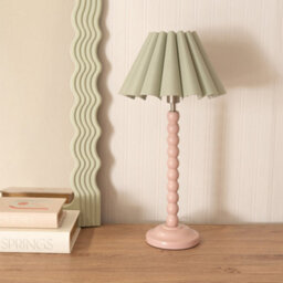 Valuelights Bobbins Painted Rose Table Lamp With Sage Green Scallop Tapered Lamp Shade And Led Bulb - thumbnail 3