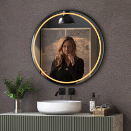 Royal Bathrooms Capri 800 X 800mm Round Front Lit Led Framed Bathroom Led Mirror With Demister Pad - Black - thumbnail 9