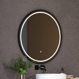 Royal Bathrooms Capri 800 X 800mm Round Front Lit Led Framed Bathroom Led Mirror With Demister Pad - Black - thumbnail 4
