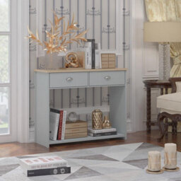 Fwstyle Grey Oak Top 2 Drawer Console Table