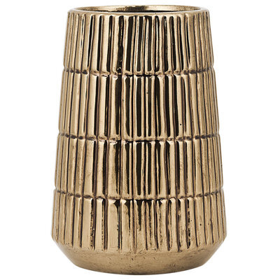 Beliani Decorative Vase Qanawat Stoneware 22 Cm Gold - image 1