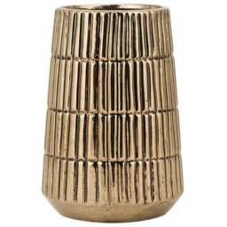 Beliani Decorative Vase Qanawat Stoneware 22 Cm Gold - thumbnail 1