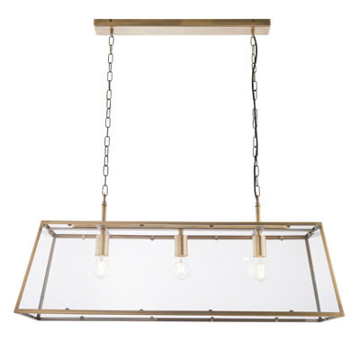 Anson Lighting Hinxton Antique Brass With Clear Glass Shade Timeless Style 3 Light Ceiling Pendant - image 1