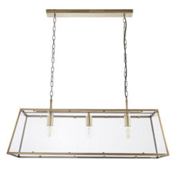 Anson Lighting Hinxton Antique Brass With Clear Glass Shade Timeless Style 3 Light Ceiling Pendant - thumbnail 6