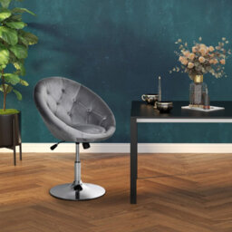 Homcom Swivel Dining Height Bar Stool Adjustable Armless Tub Chair Grey - thumbnail 7