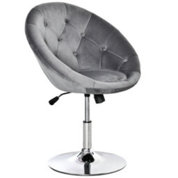 Homcom Swivel Dining Height Bar Stool Adjustable Armless Tub Chair Grey - thumbnail 2