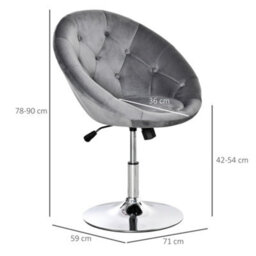 Homcom Swivel Dining Height Bar Stool Adjustable Armless Tub Chair Grey - thumbnail 3