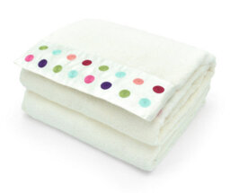Velosso Polka Dot Embroidered Cotton Guest Towels - White - Bath Towel