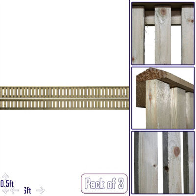 Premier Garden Supplies Tuscany Vertical Slatted (Pack Of 3) Width: 6Ft X Height: 0.5Ft Flat Capped Fence Panel/topper/trellis - image 1