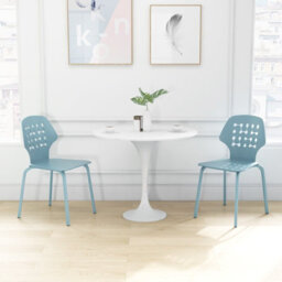 Gainoom Set Of 4 Blue Dining Chair Metal Kitchen Bar Chair Stool Armless Accent Side Chair - thumbnail 4