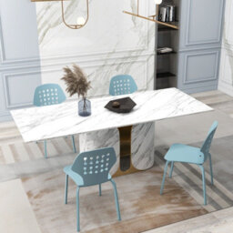 Gainoom Set Of 4 Blue Dining Chair Metal Kitchen Bar Chair Stool Armless Accent Side Chair - thumbnail 7