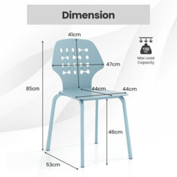 Gainoom Set Of 4 Blue Dining Chair Metal Kitchen Bar Chair Stool Armless Accent Side Chair - thumbnail 2