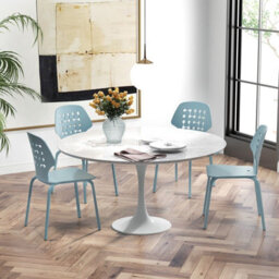 Gainoom Set Of 4 Blue Dining Chair Metal Kitchen Bar Chair Stool Armless Accent Side Chair - thumbnail 6