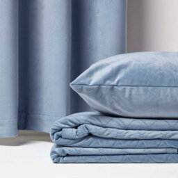 Homescapes Diamond Quilted Blue Velvet Throw - thumbnail 6