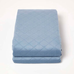Homescapes Diamond Quilted Blue Velvet Throw - thumbnail 2