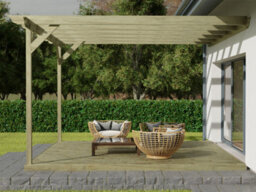 Arbor Garden Solutions Wall Mounted Pergola And Decking Complete Diy Kit, Longhorn Design (3M X 3M, Light Green (Natural) Finish) - thumbnail 3