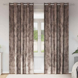Berkfield Curtain With Curtains 2 Pcs Cappuccino 225 X 140 Cm Velvet - thumbnail 1