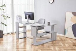 Kosy Koala Grey Office Desk L-Shaped With Grey Velvet Upholstered Chair Wooden Room Furniture - thumbnail 2