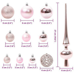 Vidaxl Christmas Bauble Set With 300 Leds 120 Pcs Pink Plastic - thumbnail 3