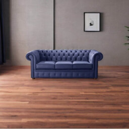 Chesterfield 3 Seater Shelly Bilberry Blue Leather Sofa Bespoke In Classic Style - thumbnail 2