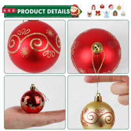 Amorly 44Pcs Christmas Tree Hanging Ball Ornaments, Shatterproof Baubles For Christmas, Party, Birthday, Holiday And Wedding Decorations - thumbnail 6