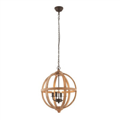 Luminosa Lighting Luminosa Toba 4 Light Spherical Pendant Mango Wood, Dark Bronze Paint, E14 - image 1