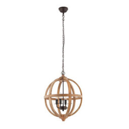 Luminosa Lighting Luminosa Toba 4 Light Spherical Pendant Mango Wood, Dark Bronze Paint, E14 - thumbnail 2
