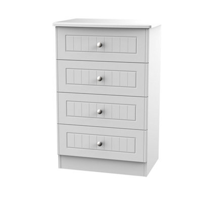 Vittoria Ready Assembled Matt Grey No Effect 4 Drawer Midi Chest (H)885mm (W)580mm (D)415mm - image 1