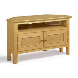 Furniturebox Uk Belle Solid Oak Wood Corner Tv Stand - thumbnail 2