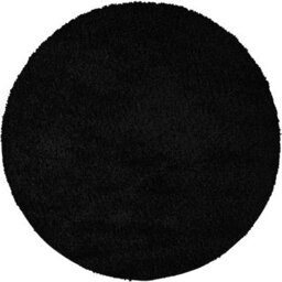 Livabliss Round Moda Shaggy-Solid Color Black Plush Soft Pile Living Bedroom Rug 120 X 120 Cm Easy Care, Non Shedding - thumbnail 1