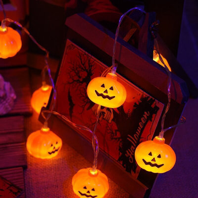 Halloween Decoration, 10Ft 20 Led Pumpkin String Lights, Battery Operated Steady Waterproof Halloween Lights For Party Decorations - image 1