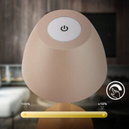 Briloner Beige Wood Led Table Lamp Rechargeable Light Dimmable Cordless Touch Ip44 Warm White - thumbnail 4