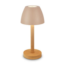 Briloner Beige Wood Led Table Lamp Rechargeable Light Dimmable Cordless Touch Ip44 Warm White