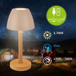 Briloner Beige Wood Led Table Lamp Rechargeable Light Dimmable Cordless Touch Ip44 Warm White - thumbnail 3