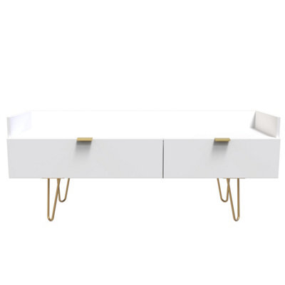 Honshu 2 Drawer Media Console Unit In White Matt (Ready Assembled) - image 1