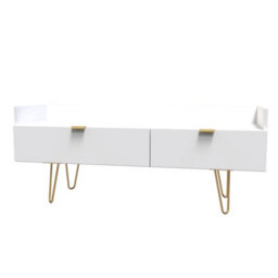 Honshu 2 Drawer Media Console Unit In White Matt (Ready Assembled) - thumbnail 3