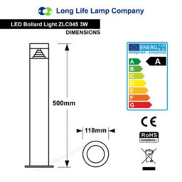 Long Life Lamps Company Modern Stainless Steel Led 12 Volt Bollard Garden Post Light Zlc045 - thumbnail 2