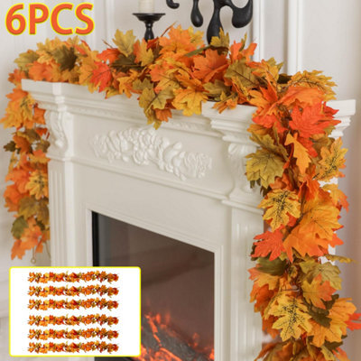 CLEFFNS 6Pcs Fall Leaves Garland 5.7Ft Artificial Foliage Vine Fall Decorations For Home  Porch Halloween Decor And Thanksgiving Decor