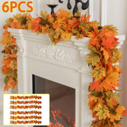 CLEFFNS 6Pcs Fall Leaves Garland 5.7Ft Artificial Foliage Vine Fall Decorations For Home  Porch Halloween Decor And Thanksgiving Decor - thumbnail 1