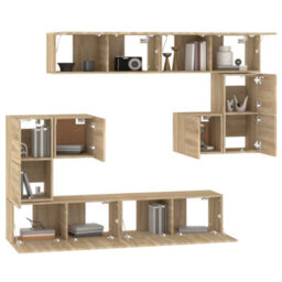 Berkfield Classic Wall-Mounted Tv Cabinet Sonoma Oak Engineered Wood - thumbnail 4