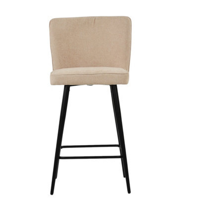 Lakeland Furniture Dutton Natural Cream Fabric Black Fixed Base Bar Stool - image 1