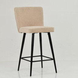 Lakeland Furniture Dutton Natural Cream Fabric Black Fixed Base Bar Stool - thumbnail 6