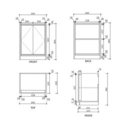 Royal Bathrooms Livora 600mm Natural Oak Floor Standing Bathroom Vanity Unit 2 Door With Carrara White Basin & Matt Black Handle - thumbnail 7
