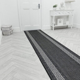 Greek Fret Hallway Runner Rug - Hardwearing, Non-Slip & Durable Carpet For Hall, Kitchen & Corridor - thumbnail 3