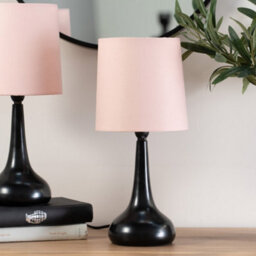 Valuelights Teardrop Pair Of Black Touch Table Lamps With Pink Shade - thumbnail 2