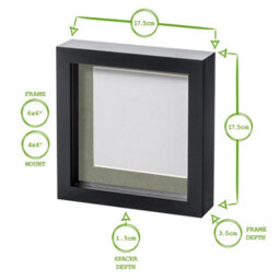 "Nicola Spring 6"" X 6"" White 3D Box Photo Frame - 4"" X 4"" Mount - Black" - thumbnail 4