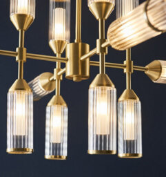 Luminosa Lighting Luminosa Trieste 12 Light Ceiling Pendant Satin Brass Plate With Clear & Frosted Glass - thumbnail 3