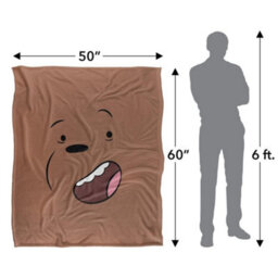 We Bare Bears Silky Grizz Supersoft Blanket Brown (One Size) - thumbnail 5
