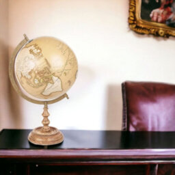 Urbn-Living Urbnliving Copper Height 45Cm Educational Ancient Style 360 Degree Rotating World Desk Globe On Wood & Metal Stand